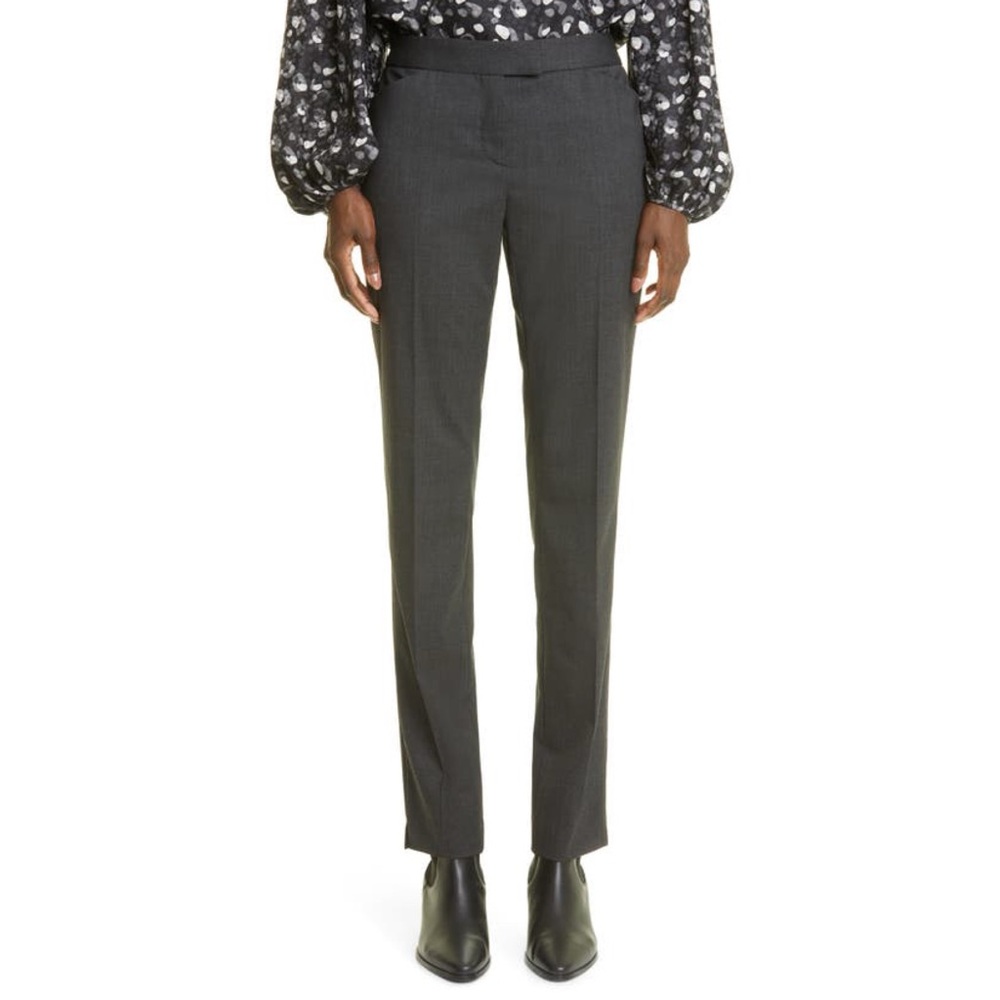 LAFAYETTE 148 Irving Skinny Stretch Wool Pants  Trousers in Grey Smoke Size 6